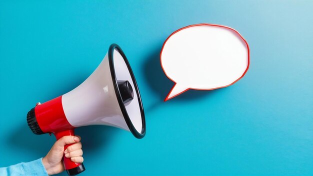 Megaphone with speech bubble 3d background