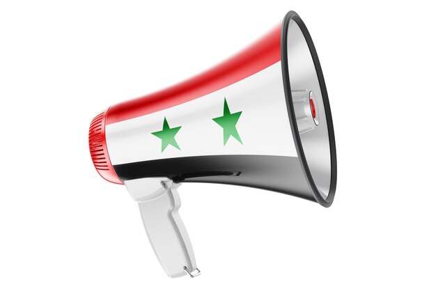 Megaphone with Syrian flag 3D rendering