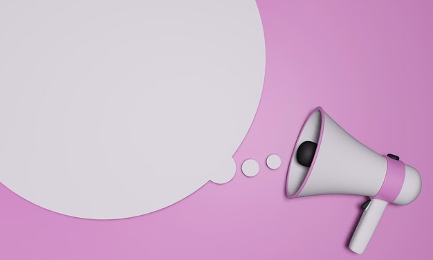 Megaphone with white stripes or pink stripes There are many circles representing symbols announcements or public relations Pastel pink background 3D Rendering