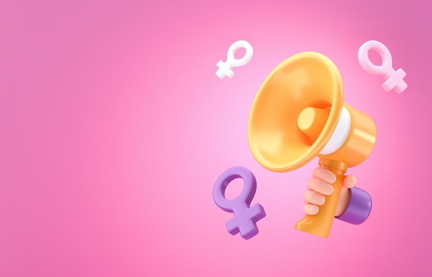 Megaphone in Women's Day 3D Illustration