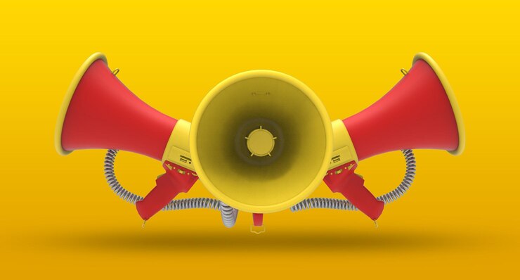 Photo megaphone on yellow background
