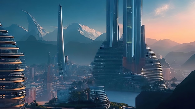 megastad genaamd Helix megacity de stad zou cyberpunk-vibes moeten hebben de stad zou eraan gehecht moeten zijn