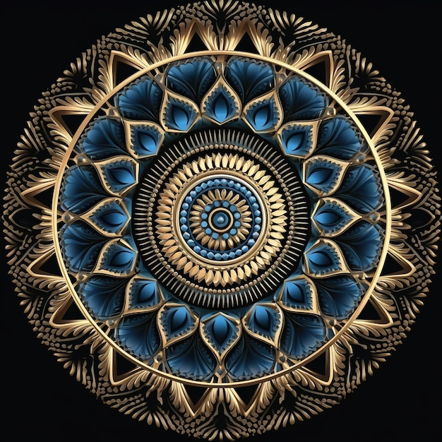 Mehndi Henna Tekening Circulair Mandala-patroon voor tattoo Generatieve AI
