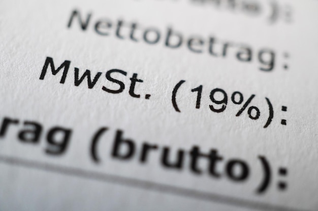 写真 受領時のドイツ語の mehrwertsteuer または mwst 付加価値税