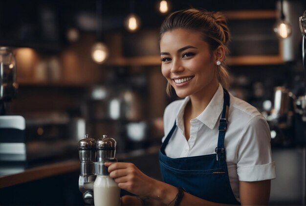 Meisje Barista werken in het café