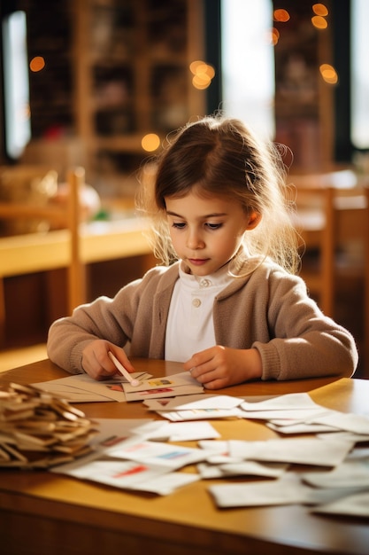 Meisje dat wiskundehuiswerk doet