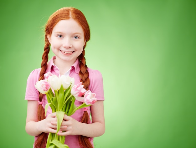 meisje geur bloemen mooi