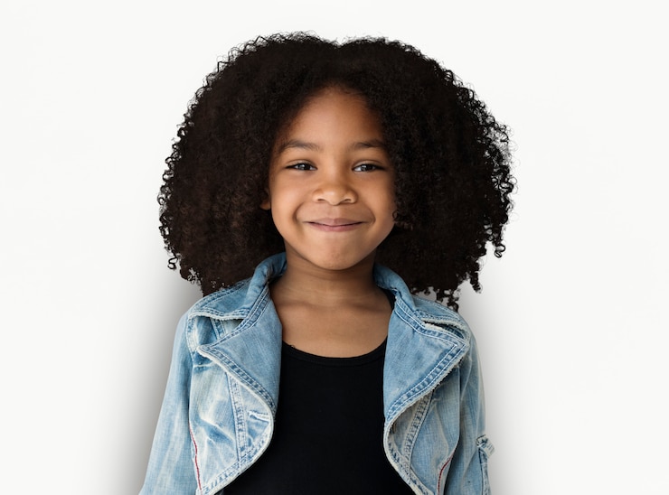 Foto meisje glimlachend geluk studio portret