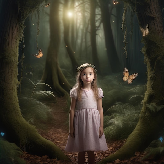 meisje in een fee bosmeisje in een magisch bos