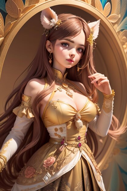 Meisje in een gouden jurk