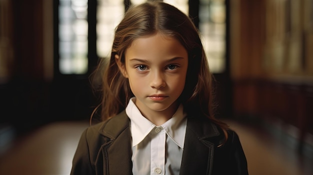 Meisje in schooluniform.