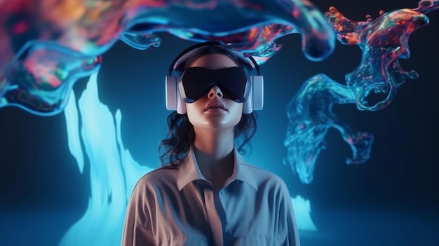 Meisje in VR-bril Illustratie AI GenerativexA