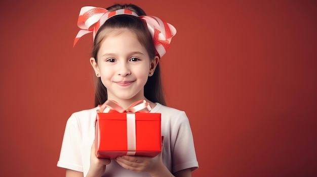 Meisje met geschenkdoos Illustratie AI GenerativexA
