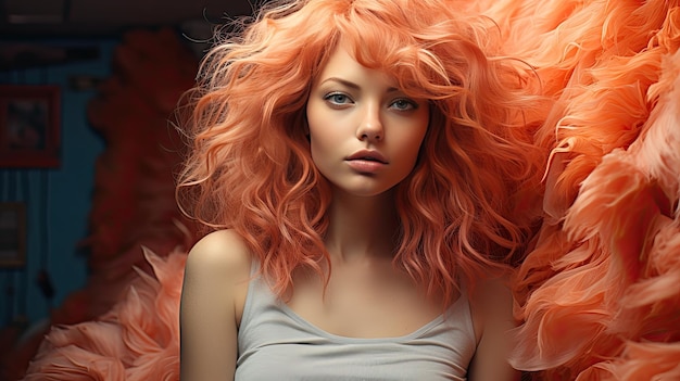 Meisje met haar in Peach Fuzz kleur