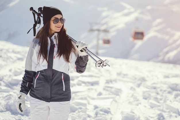 meisje met ski