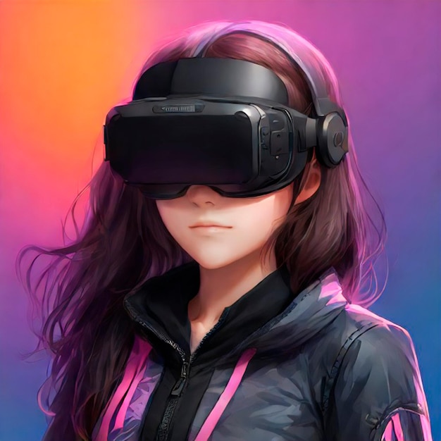 Meisje met VR-bril cyberpunk