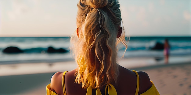 Meisje op het strandGeneratieve AI