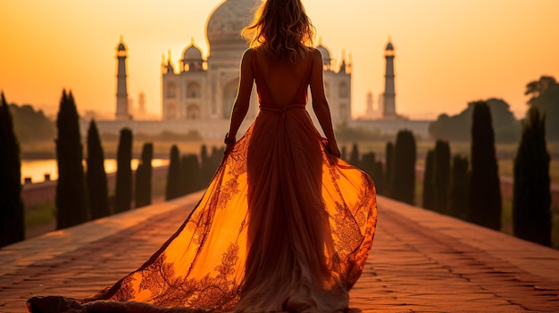 meisje op Taj Mahal