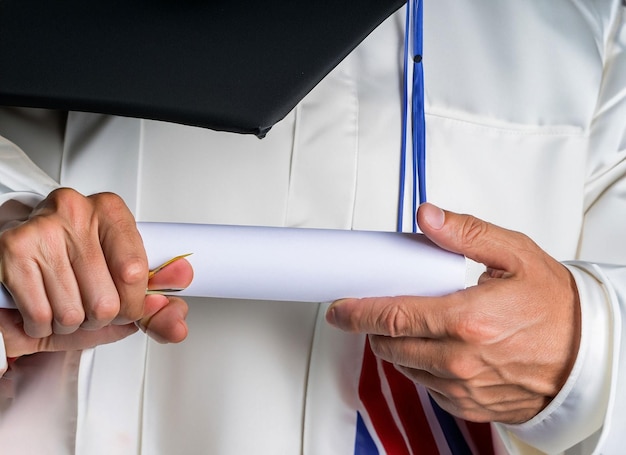 Foto meisjes en jongens studeerden af met een diploma