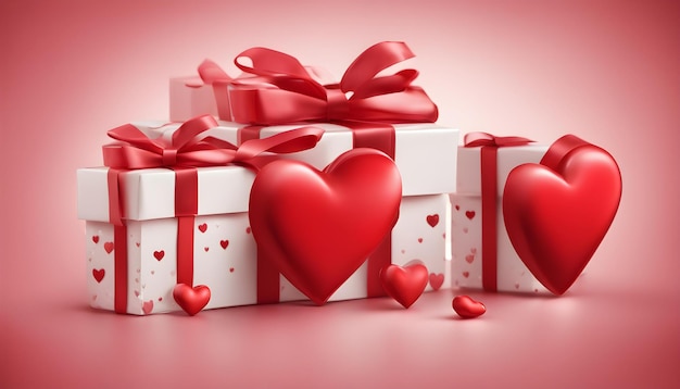 Foto meisjes harten liefde met geschenken verschillende dozen