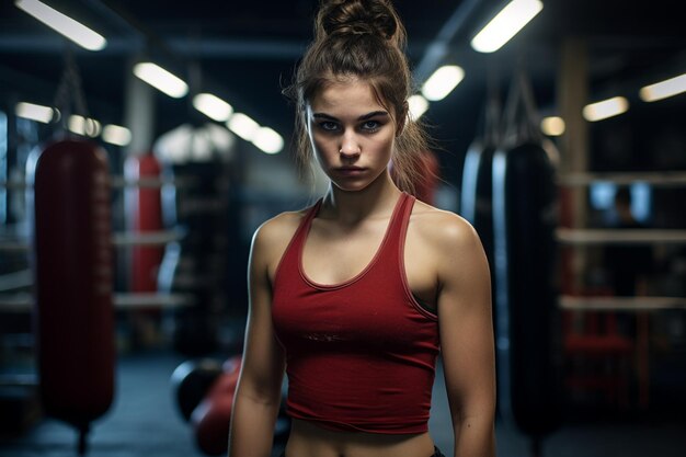 Meisjesboksertraining in de boksschool Generatieve Ai