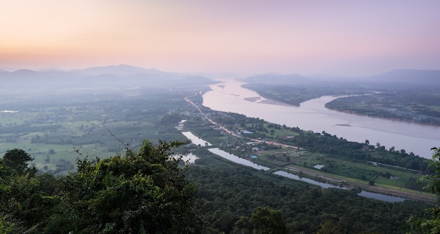 Mekong river at twilight in Thailand