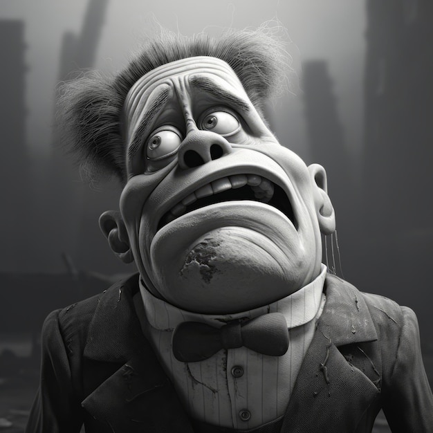 Photo the melancholic monster a pixarstyled tribute to the vintage horror crying frankenstein