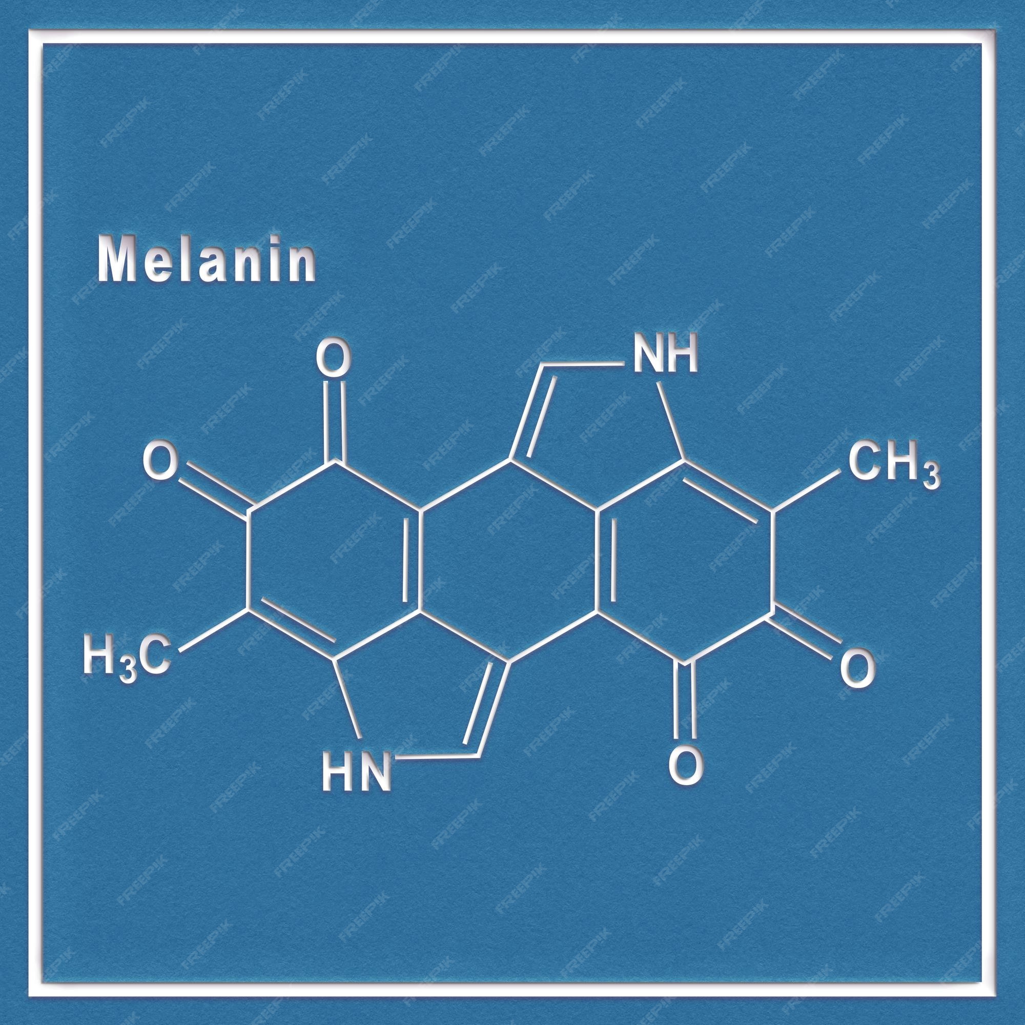 Premium Photo | Melanin molecule, structural chemical formula on a
