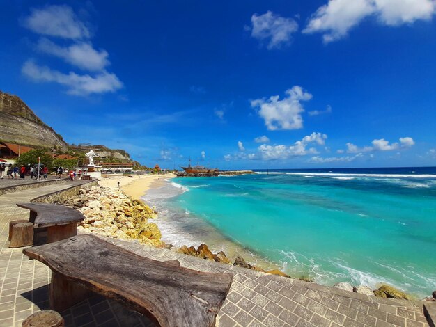 Melasti beachfront with clean daytime weather