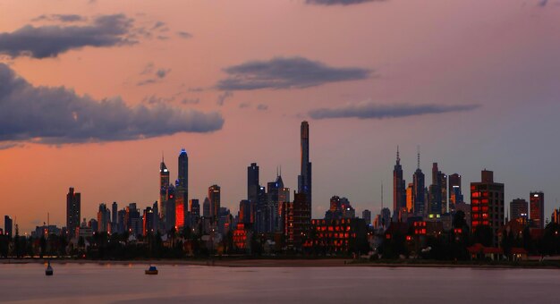 Photo melbourne city skyline australia at dusk