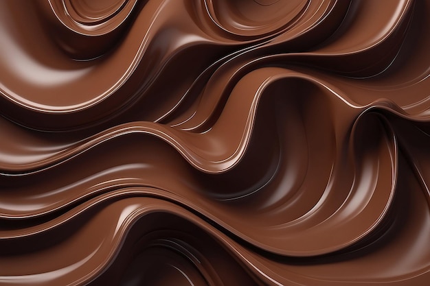 Melk chocolade golvende werveling achtergrond Abstracte satijn chocoladegolven bruine kleurstroom Generatieve AI