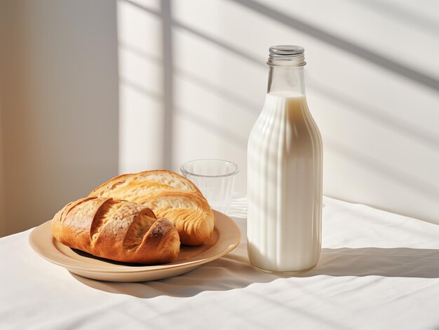 melk in een glazen fles mock-up fles op de tafel