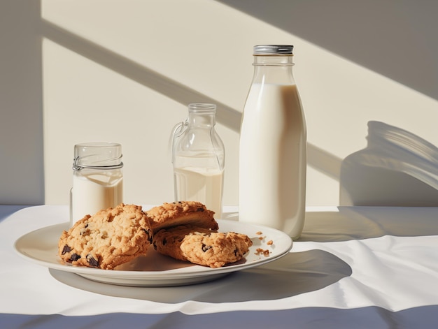 melk in een glazen fles mock-up fles op de tafel