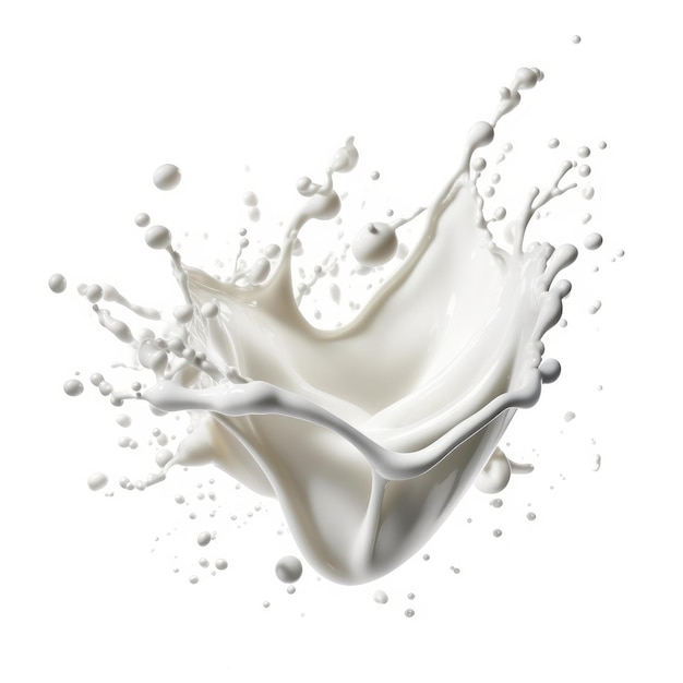 Melk of witte vloeibare plons geïsoleerd op een witte achtergrond