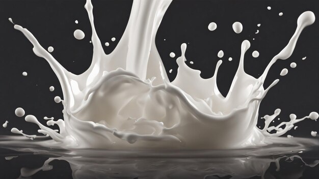 Melk splash donker witte achtergrond