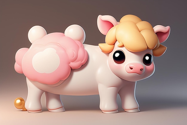 Melkkoe illustratie 3D-rendering spel karakter pictogram cartoon schattige melk koe dierlijke advertentie
