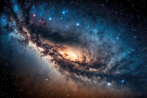 Melkwegstelsel op de achtergrond van een sterrenhemel met sterren en kosmisch stof