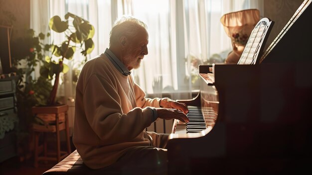 Melodic Serenity Senior Pianist Creating Harmony at Home