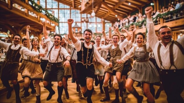 Premium AI Image | Melodies and Festive Spirit of Oktoberfest the Joyful  Dance Floor genetrative ai