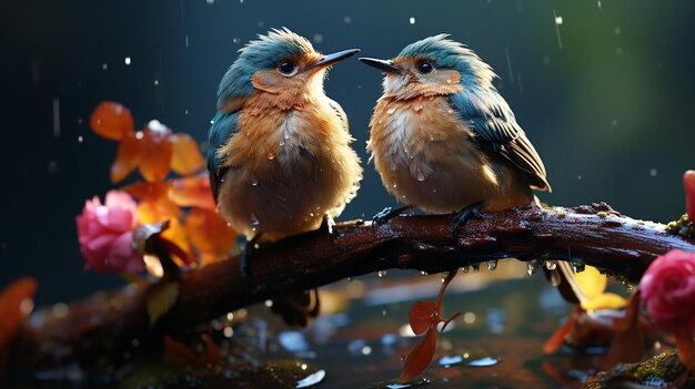 자연 속의 아름다운 노래하는 새들