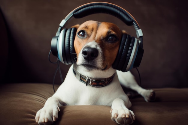 Melody's Best Friend A Dog in Headphones Taps into the Magical Realm of Music