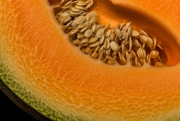 Melon half closeup seeds Healthy nature raw diet Generate Ai