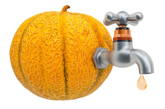 Melon juice Melon with faucet 3D rendering