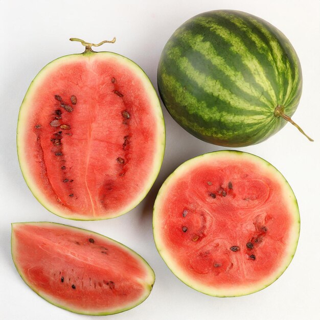 Photo melon melange square collage featuring ripe watermelon fruits top view