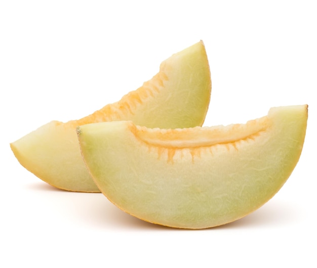 Melon slices isolated on white background cutout