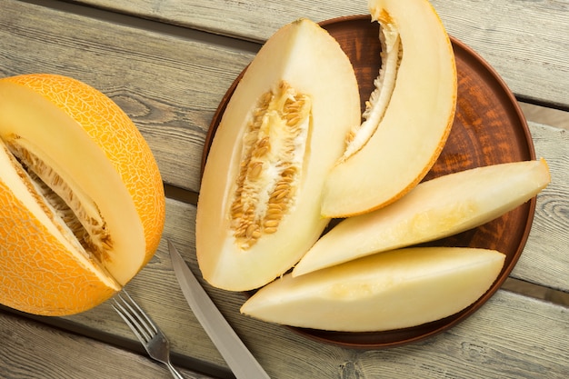 Melon on table