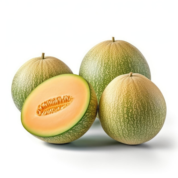 Melons isolated on white background generative AI