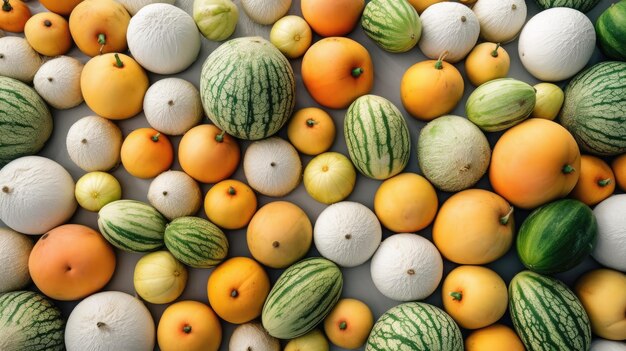 melons with white background top view Created With Generative AI Technology