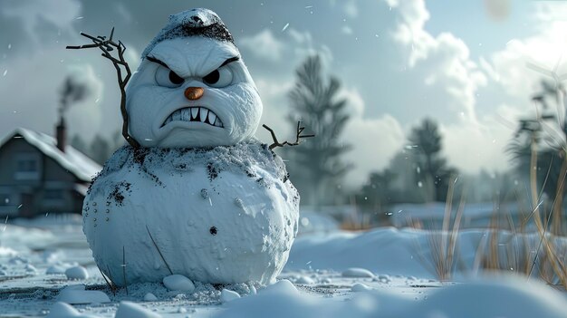 Photo meltdown angry snowman