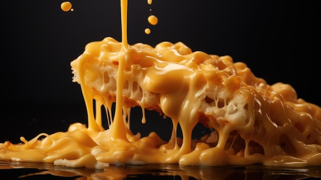 Photo melted cheese on black background